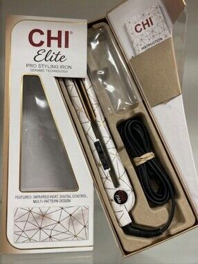 CHI Elite Ceramic 1 Inch Flat Iron Hair Straightener Gold Silver Stripe